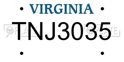 TNJ3035 Virginia License Plate