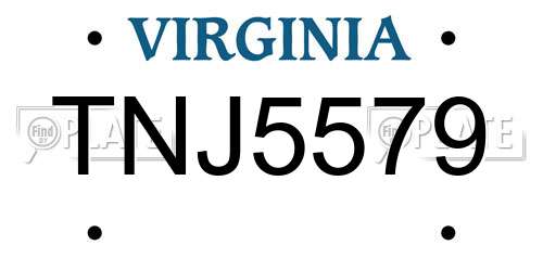 TNJ5579 Virginia License Plate