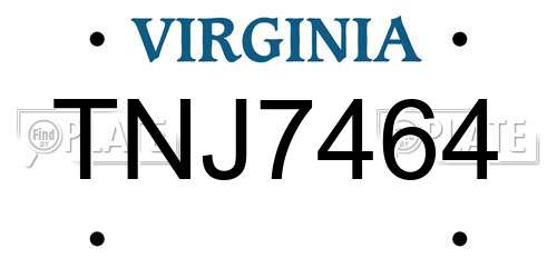 TNJ7464 Virginia License Plate