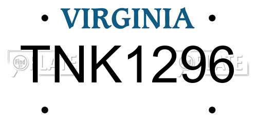 TNK1296 Virginia License Plate