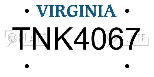 TNK4067 Virginia License Plate