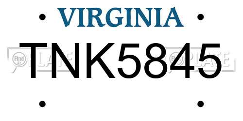 TNK5845 Virginia License Plate
