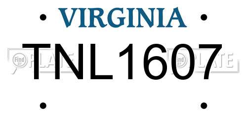 TNL1607 Virginia License Plate