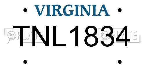 TNL1834 Virginia License Plate