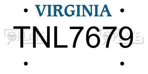 TNL7679 Virginia License Plate