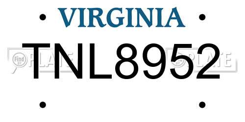 TNL8952 Virginia License Plate