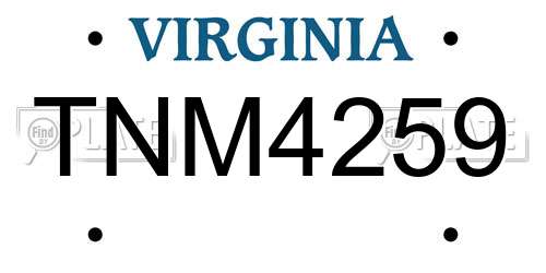 TNM4259 Virginia License Plate