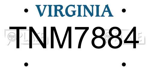 TNM7884 Virginia License Plate