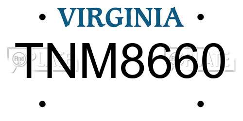 TNM8660 Virginia License Plate