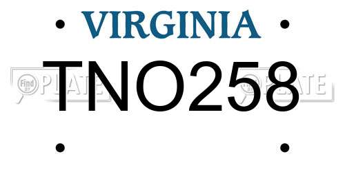 TNO258 Virginia License Plate