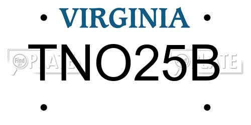 TNO25B Virginia License Plate