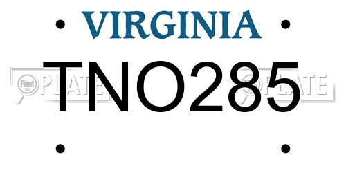 TNO285 Virginia License Plate