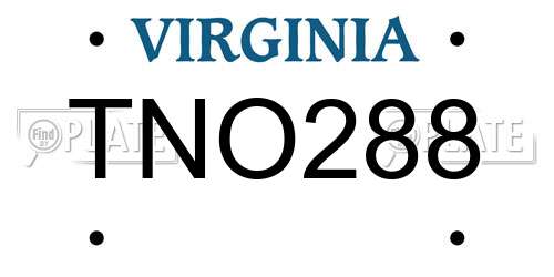 TNO288 Virginia License Plate