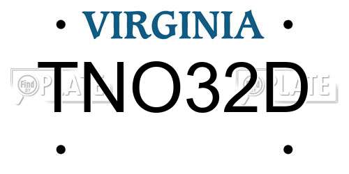 TNO32D Virginia License Plate