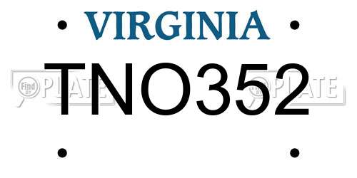 TNO352 Virginia License Plate