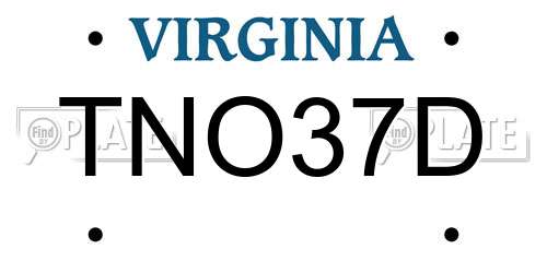 TNO37D Virginia License Plate