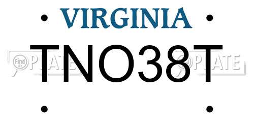 TNO38T Virginia License Plate