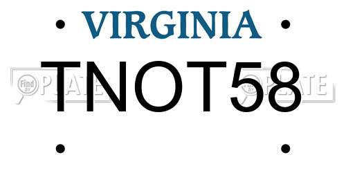 TNOT58 Virginia License Plate