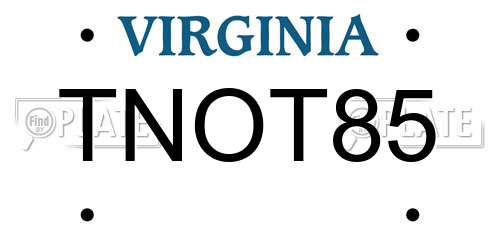 TNOT85 Virginia License Plate