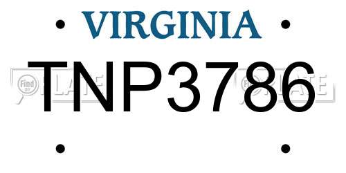 TNP3786 Virginia License Plate