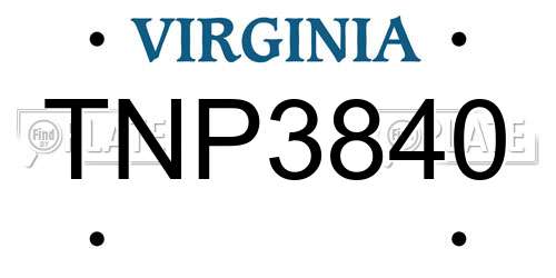 TNP3840 Virginia License Plate