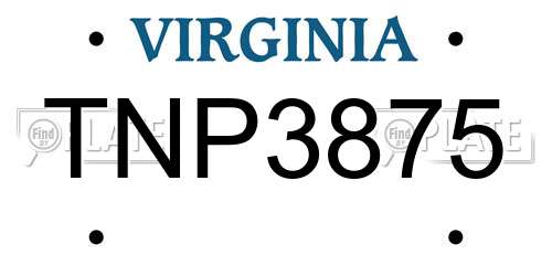 TNP3875 Virginia License Plate
