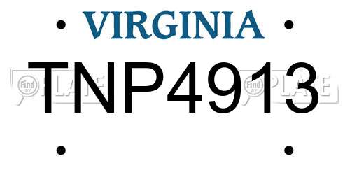 TNP4913 Virginia License Plate
