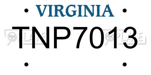 TNP7013 Virginia License Plate