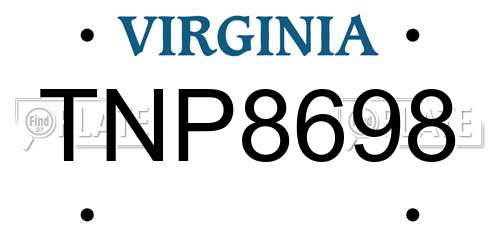 TNP8698 Virginia License Plate