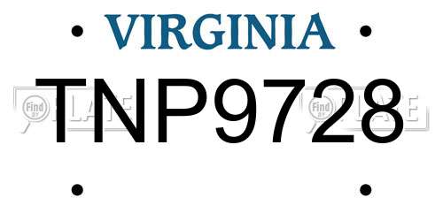TNP9728 Virginia License Plate