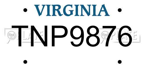 TNP9876 Virginia License Plate