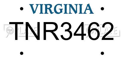 TNR3462 Virginia License Plate