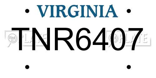 TNR6407 Virginia License Plate