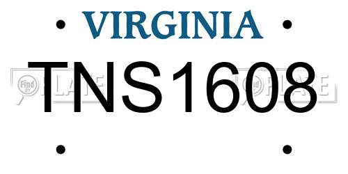 TNS1608 Virginia License Plate