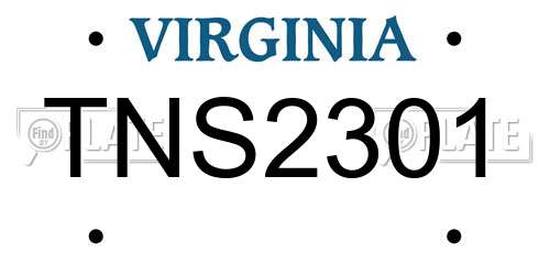 TNS2301 Virginia License Plate