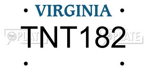 TNT182 Virginia License Plate