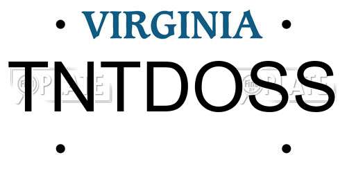 TNTDOSS Virginia License Plate