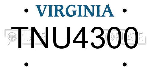 TNU4300 Virginia License Plate