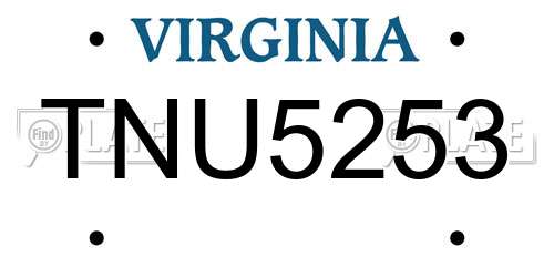 TNU5253 Virginia License Plate