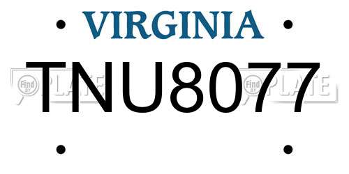 TNU8077 Virginia License Plate