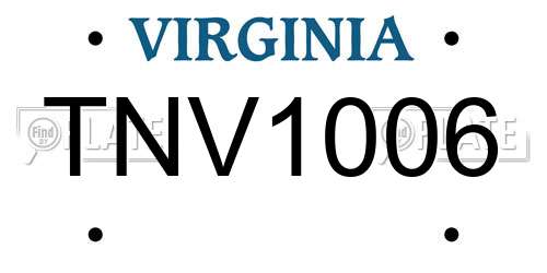 TNV1006 Virginia License Plate