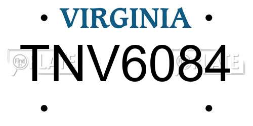 TNV6084 Virginia License Plate