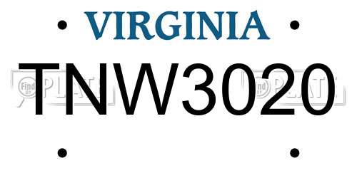 TNW3020 Virginia License Plate