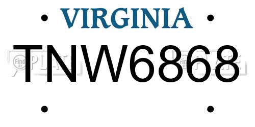 TNW6868 Virginia License Plate