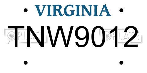 TNW9012 Virginia License Plate