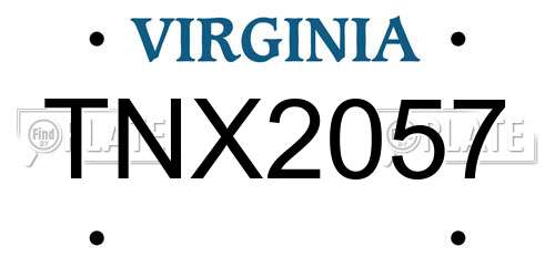 TNX2057 Virginia License Plate