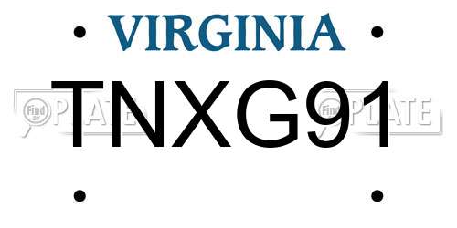 TNXG91 Virginia License Plate