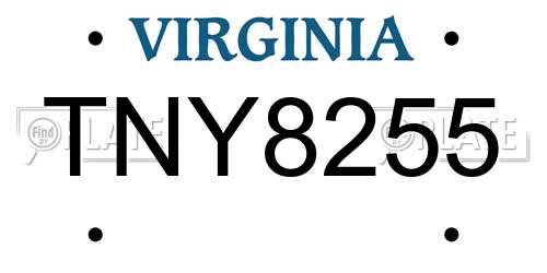 TNY8255 Virginia License Plate