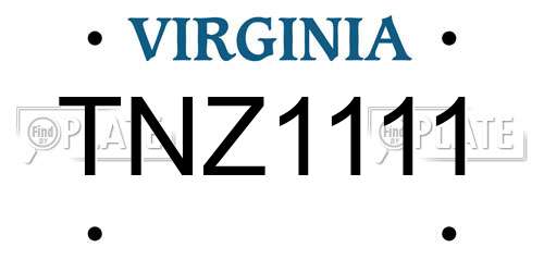 TNZ1111 Virginia License Plate