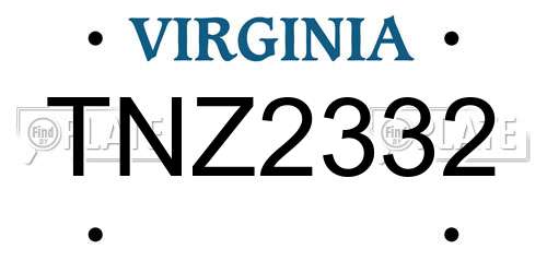 TNZ2332 Virginia License Plate